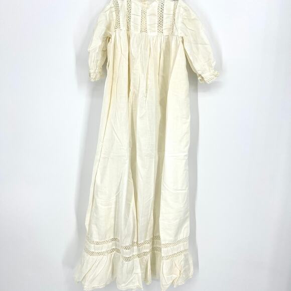 Vintage Hand Made Infant Doll Christening Baptism Gown Sleeves Ecru - Picture 1 of 8